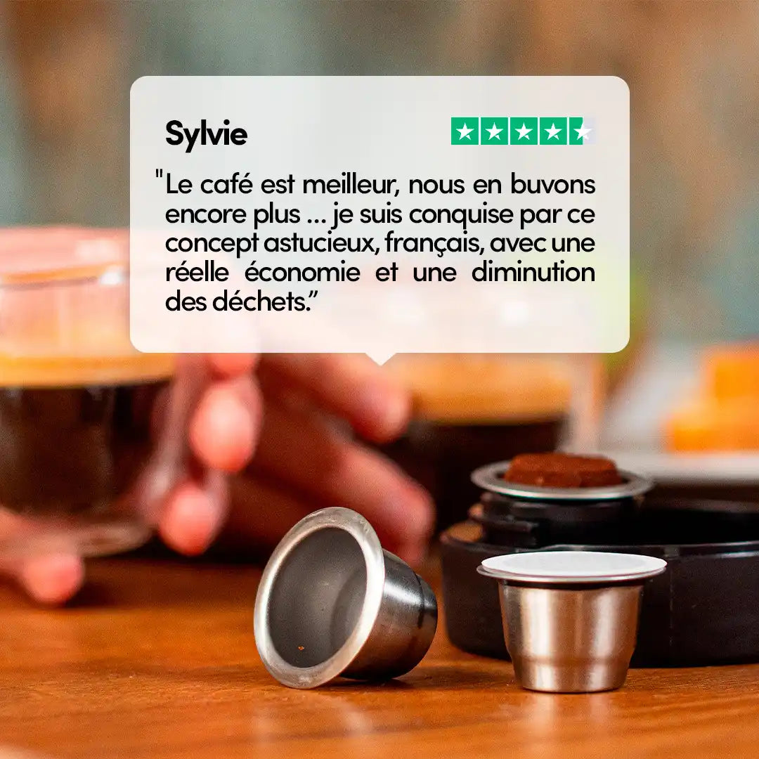 Stellen Sie Ihr Spezialitätenkaffee-Set für wiederverwendbare Kapseln zusammen